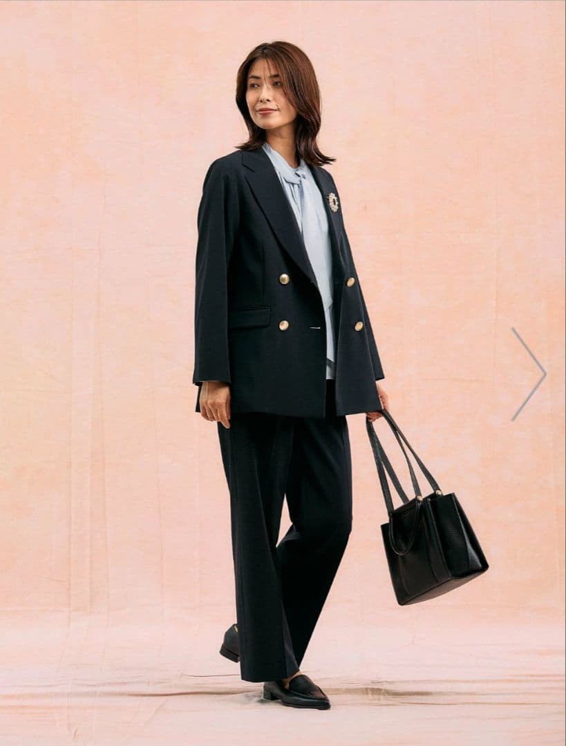 GLOBAL WORK ウツクシルエットダブルジャケット ネイビー 581025