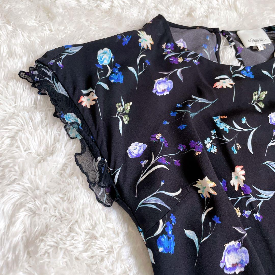 3.1 Phillip Lim ブラックフラワープリントワンピース M シルク