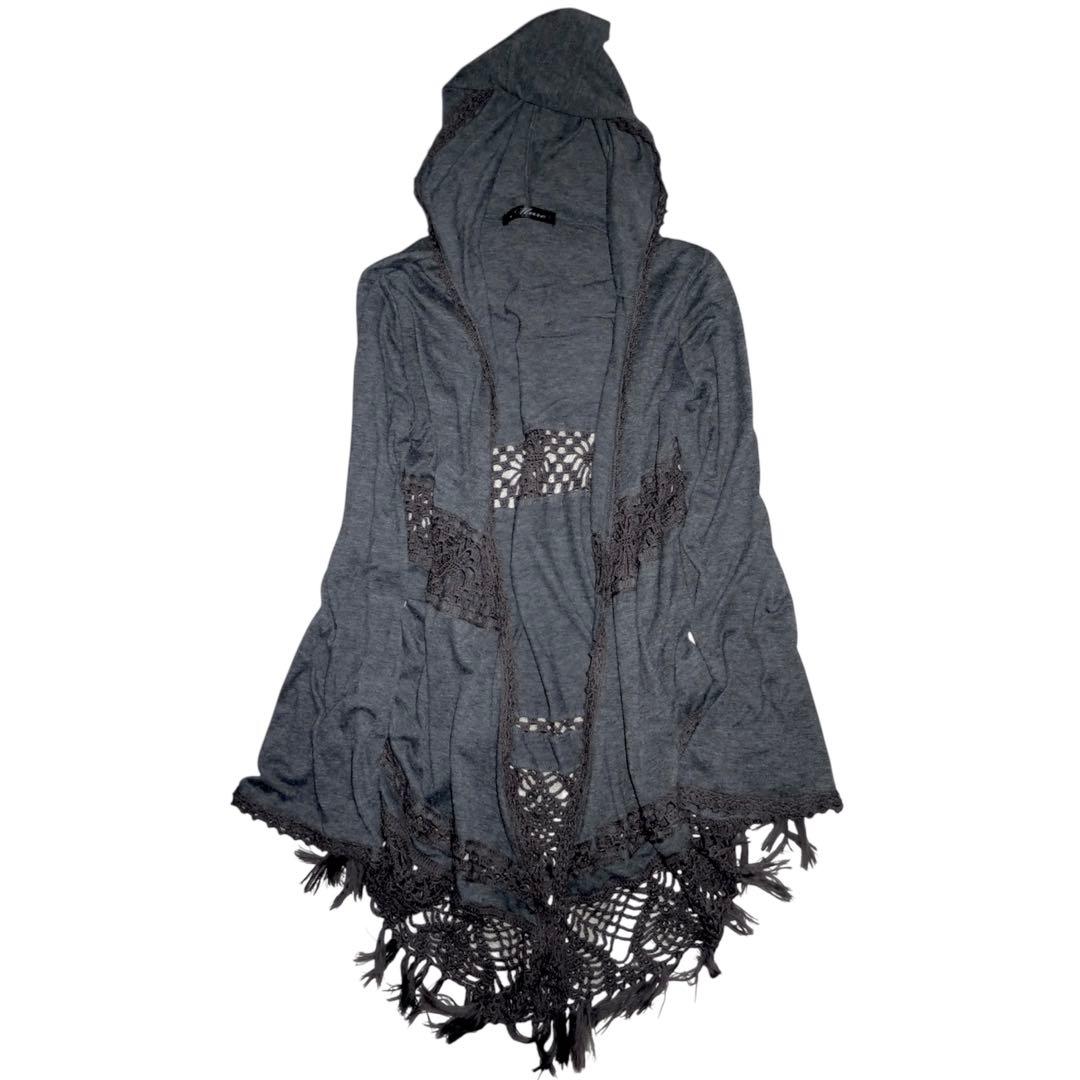 fairy grunge フェアリーコア tops フード付き 長袖 レース