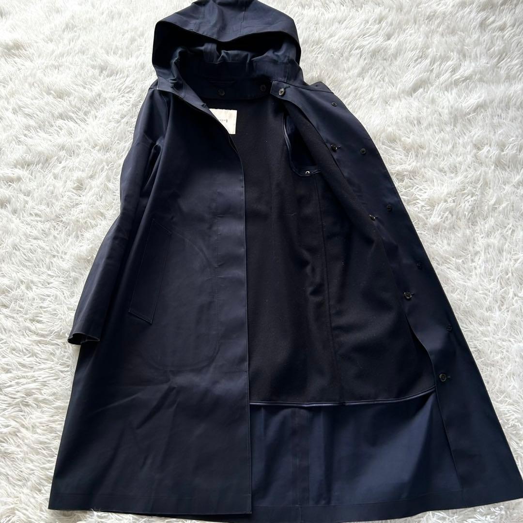 MACKINTOSH マッキントッシュ　ゴム引きコート　ロング　フード　紺色　M