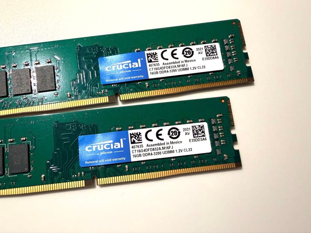 【32GB】Crucial DDR4 3200MHz メモリ 16GB×2
