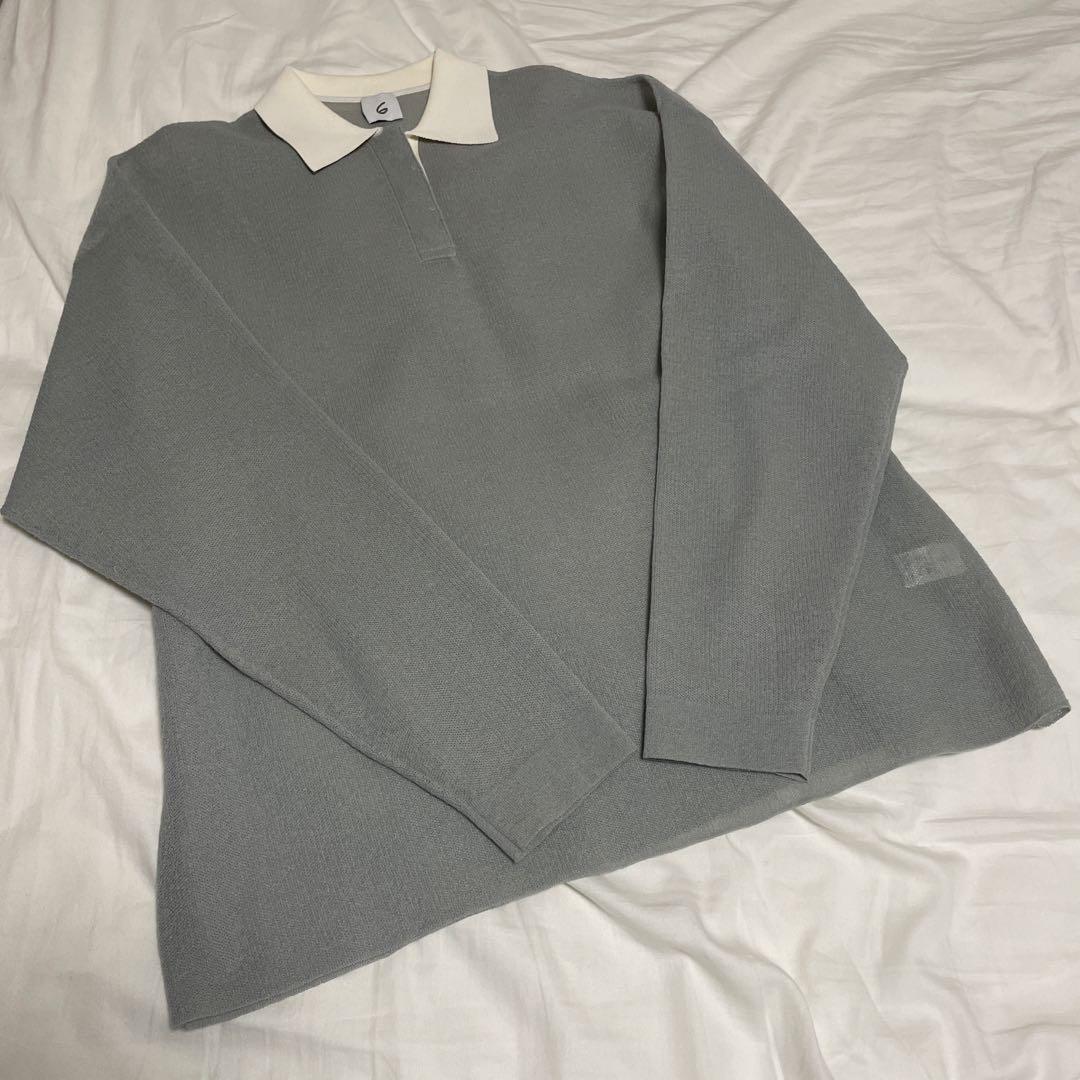 トップス 6(ROKU) SHEER JAQUARED RUGBY SHIRT KNIT