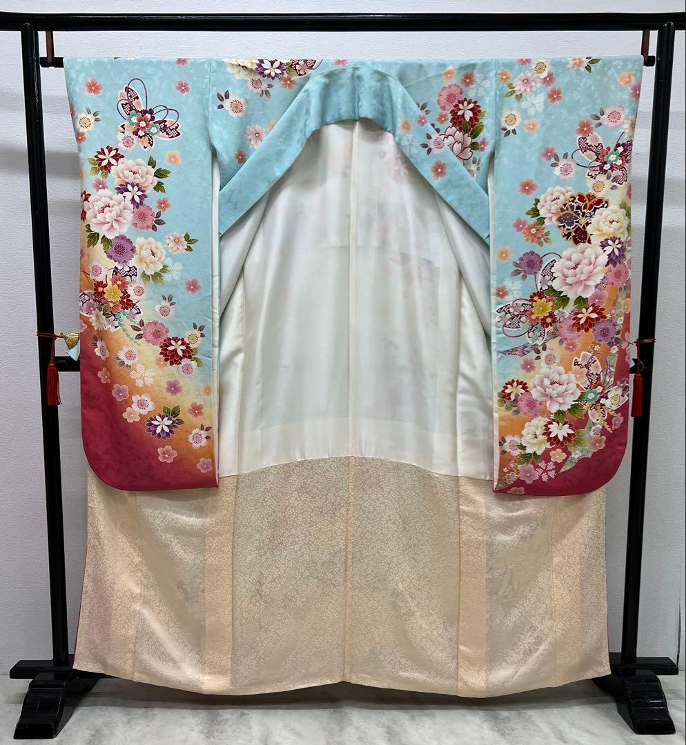 振り袖　フルセット　別誂長襦袢　刺繍入り　成人式　ブルー　結婚式　796