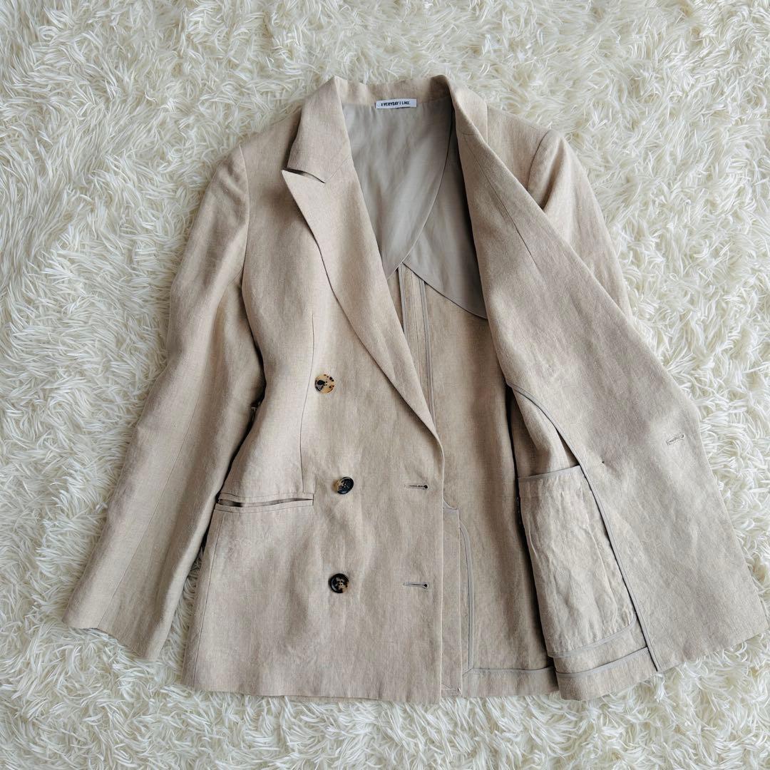 【極美品】ドゥーズィエムクラス リネン ダブルジャケット ベージュ 春夏