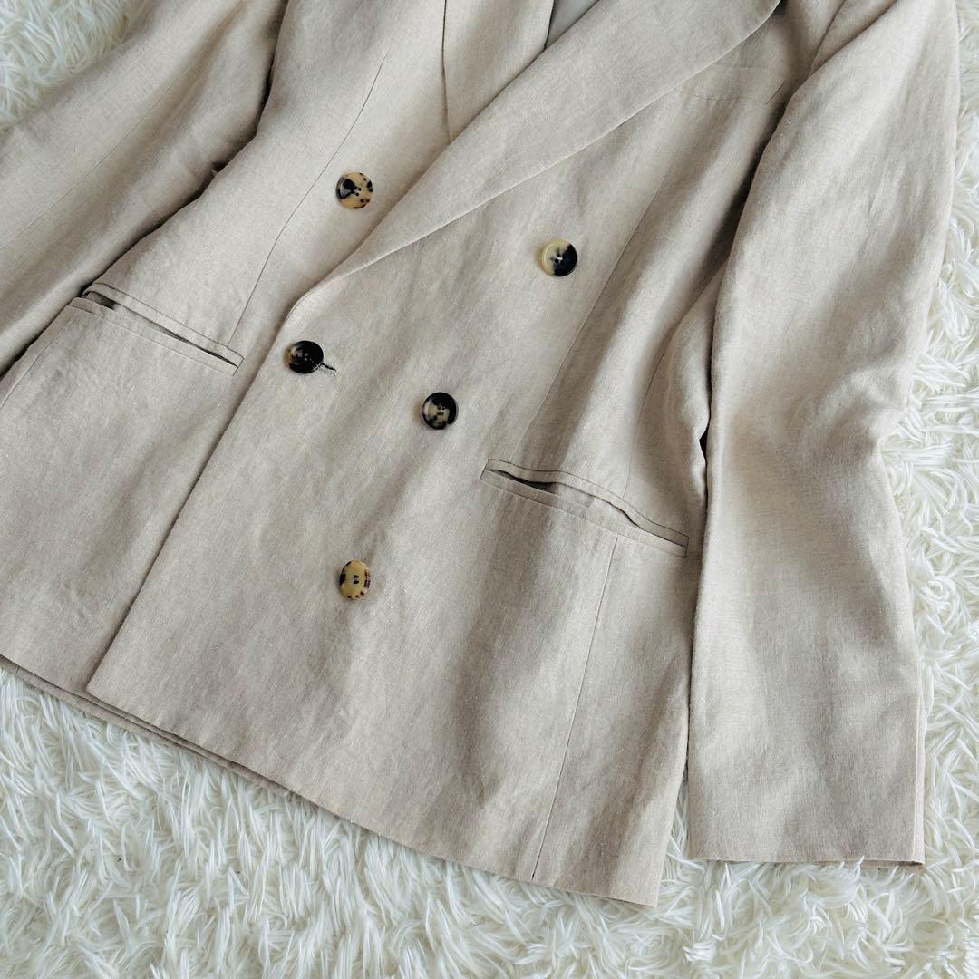 【極美品】ドゥーズィエムクラス リネン ダブルジャケット ベージュ 春夏
