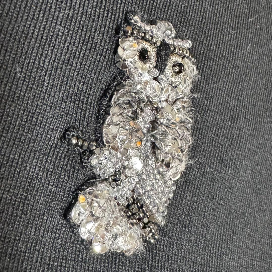 【美品】 ドルチェ＆ガッバーナ スパンコール 刺繍ロゴ フクロウ 半袖Tシャツ