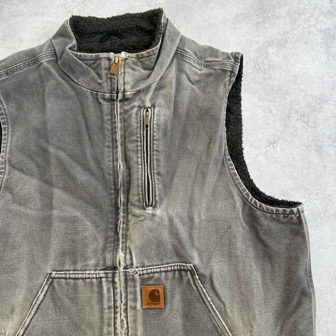 カーハート　carhartt ダックベスト　グッドフェード　ボア　L グレー