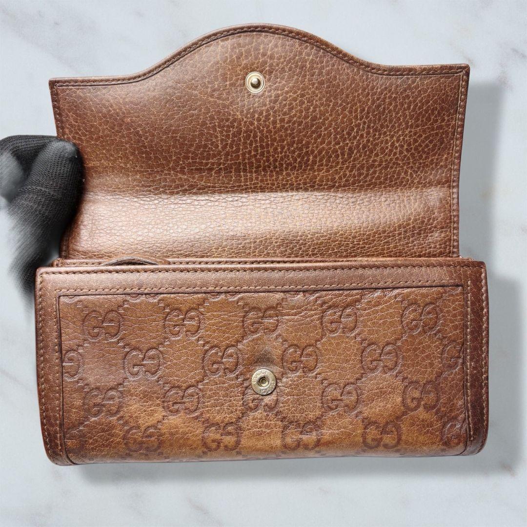 01 美品 GUCCI 長財布 インターロッキング シマ 二つ折り財布 z1