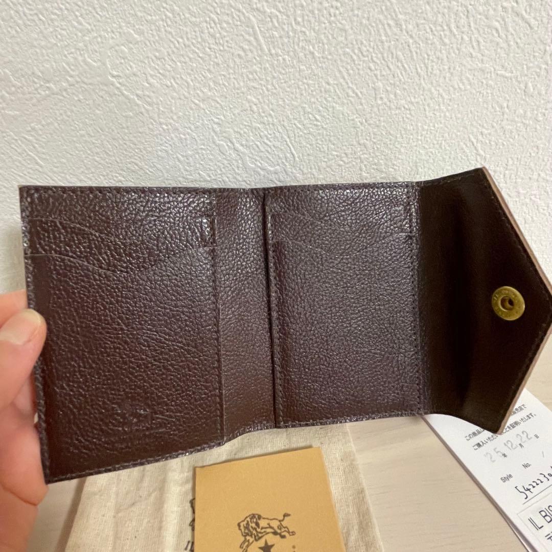 【新品未使用】イルビゾンテ ダークブラウン 三つ折り財布 がま口
