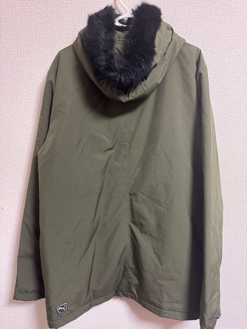 あ*し様 【美品】PUMA フード&ファー付きオリーブグリーン中綿モッズコート