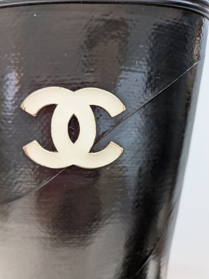 CHANEL　シャネルレインブーツ　ヴィンテージ　 長靴　黒ロングブーツ