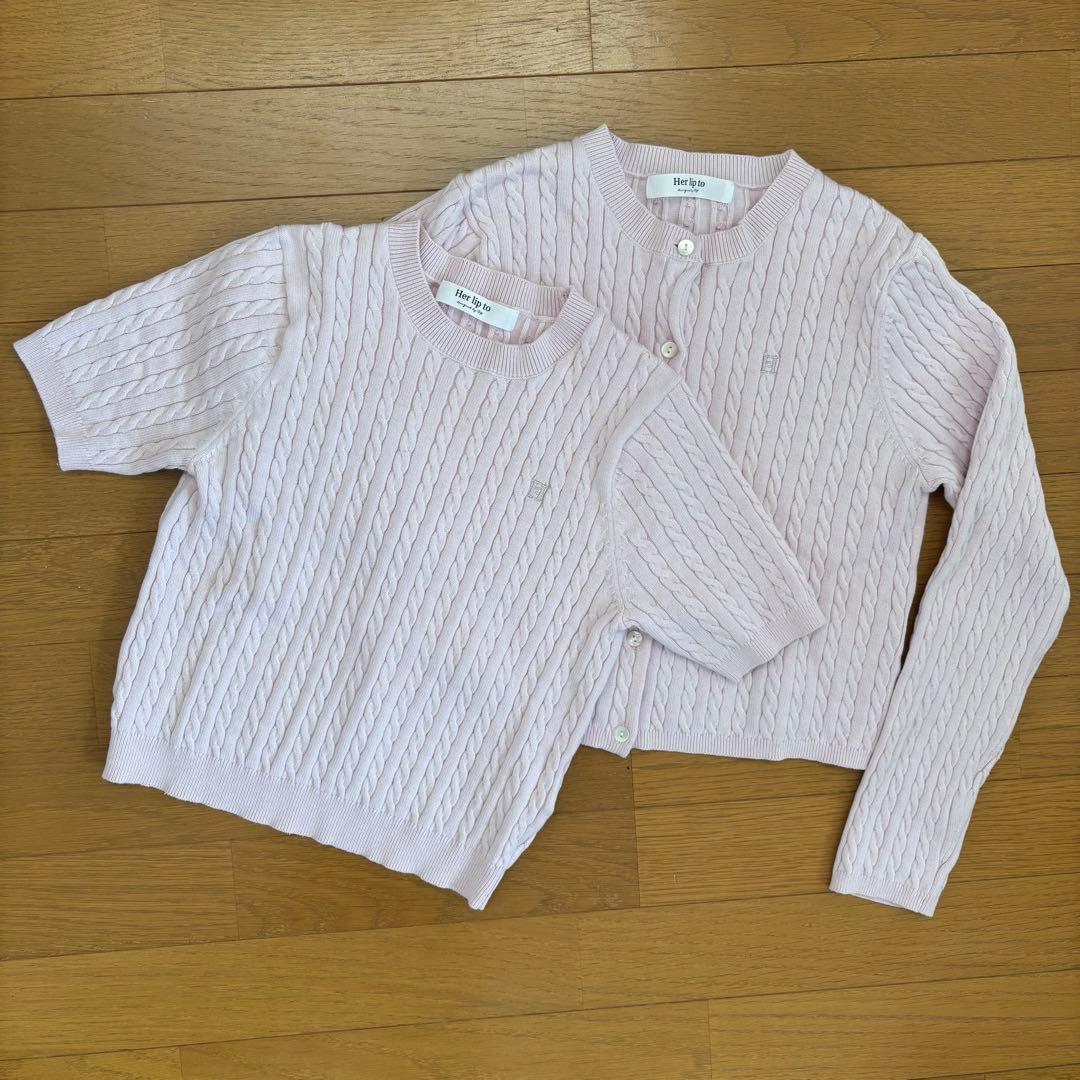 【M】Her lip to Essential Cable Knit Set