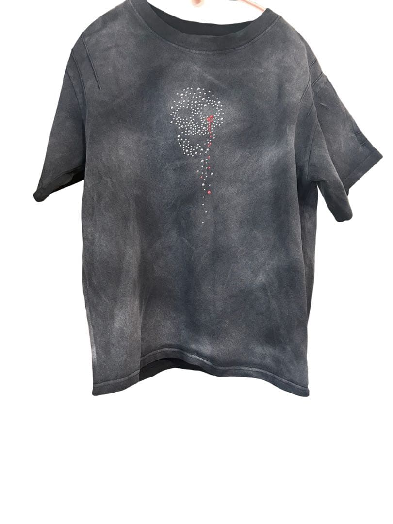 きなこもち Skull Rhinestone Design T-shirt
