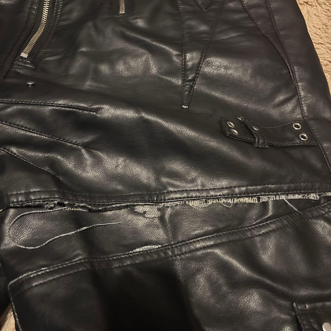k*u様 COZY WORLDWIDE LEATHER CARGO PANTS