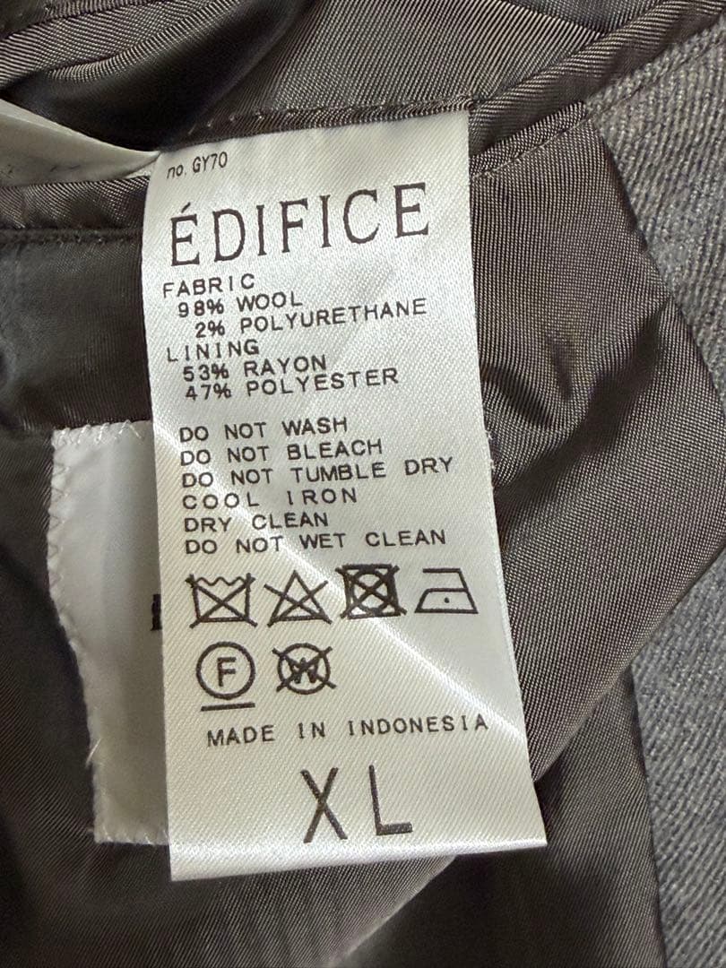新品未使用　EDIFICE　テーラードジャケット　グレー　メンズ　XL