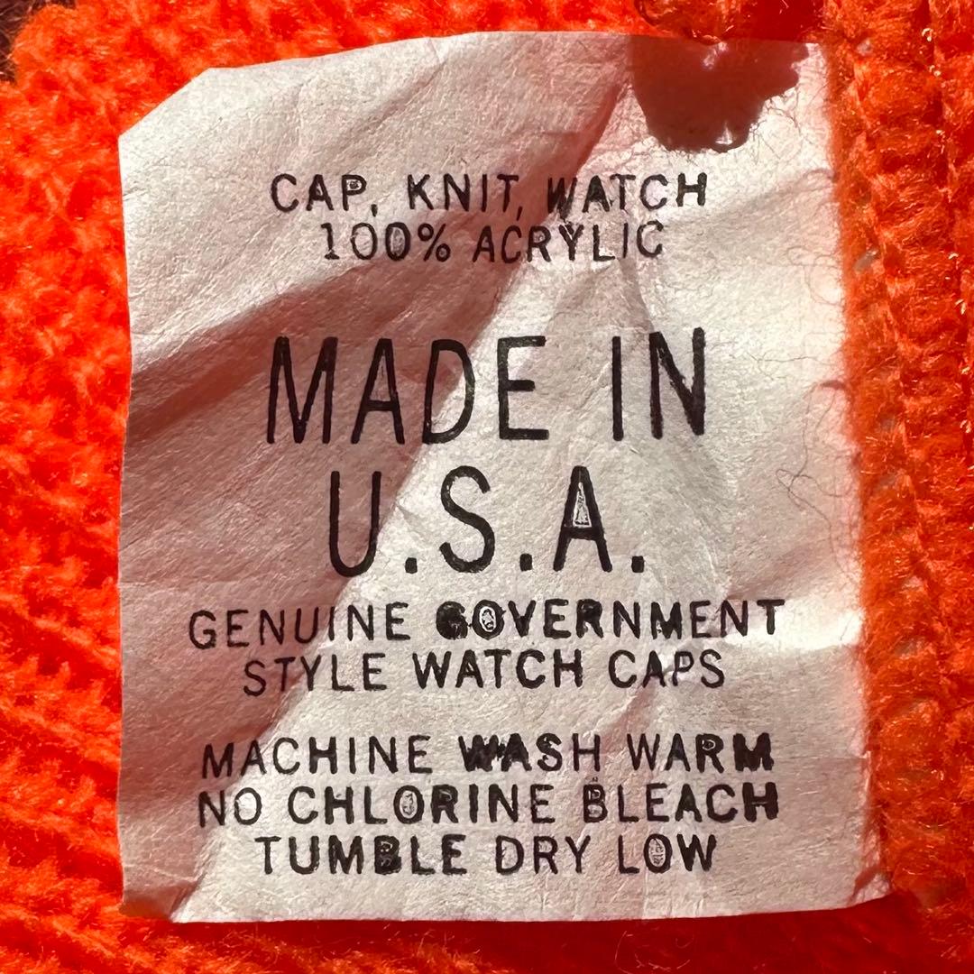 90s MADE IN USA OLD ニット帽 オレンジ ニット USA製