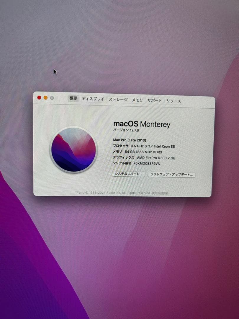 Macデスクトップ Mac pro2013 3.5gz6core 64GB 1T SSD