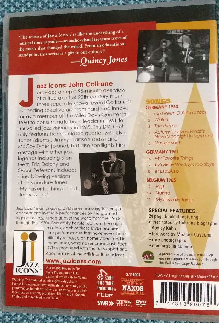 ミュージック DVD jazz icons John Coltrane