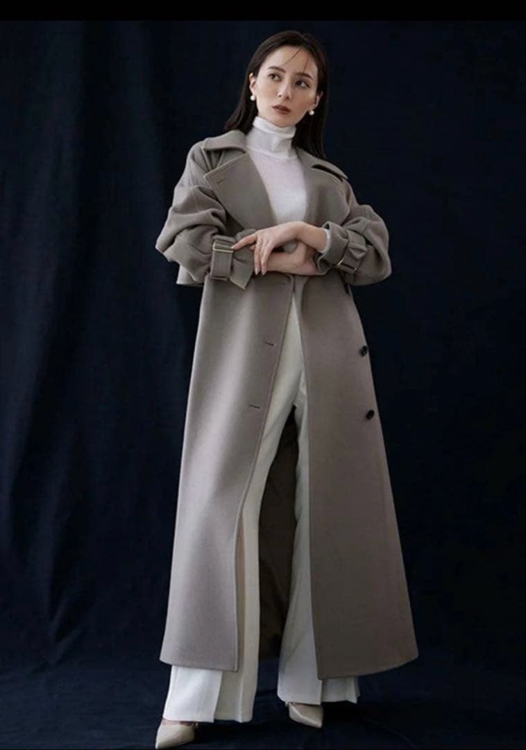 【anuans】ウールトレンチコート　KHAKI GRAY