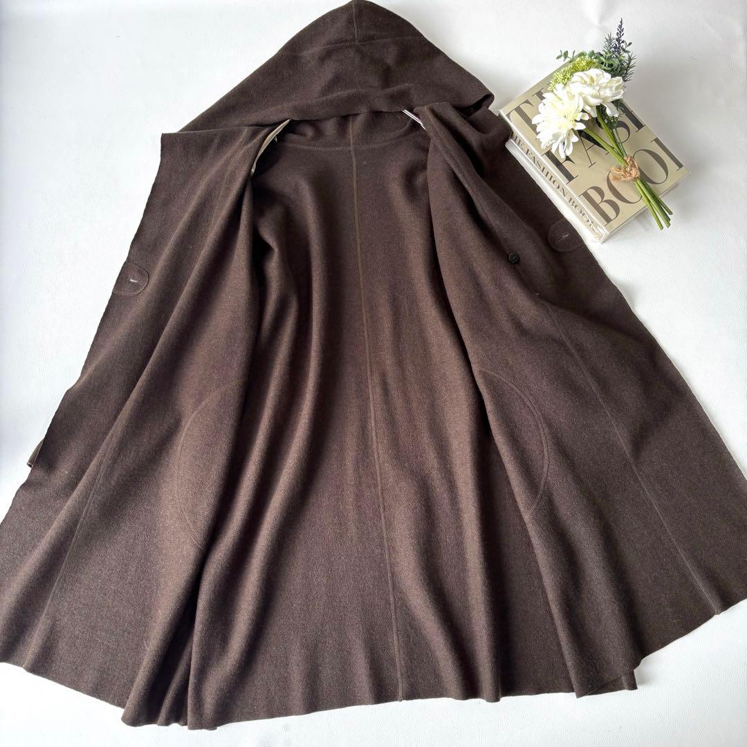 【美品】ババグーリ ヨーガンレール ウールコートロング フード ゆったり