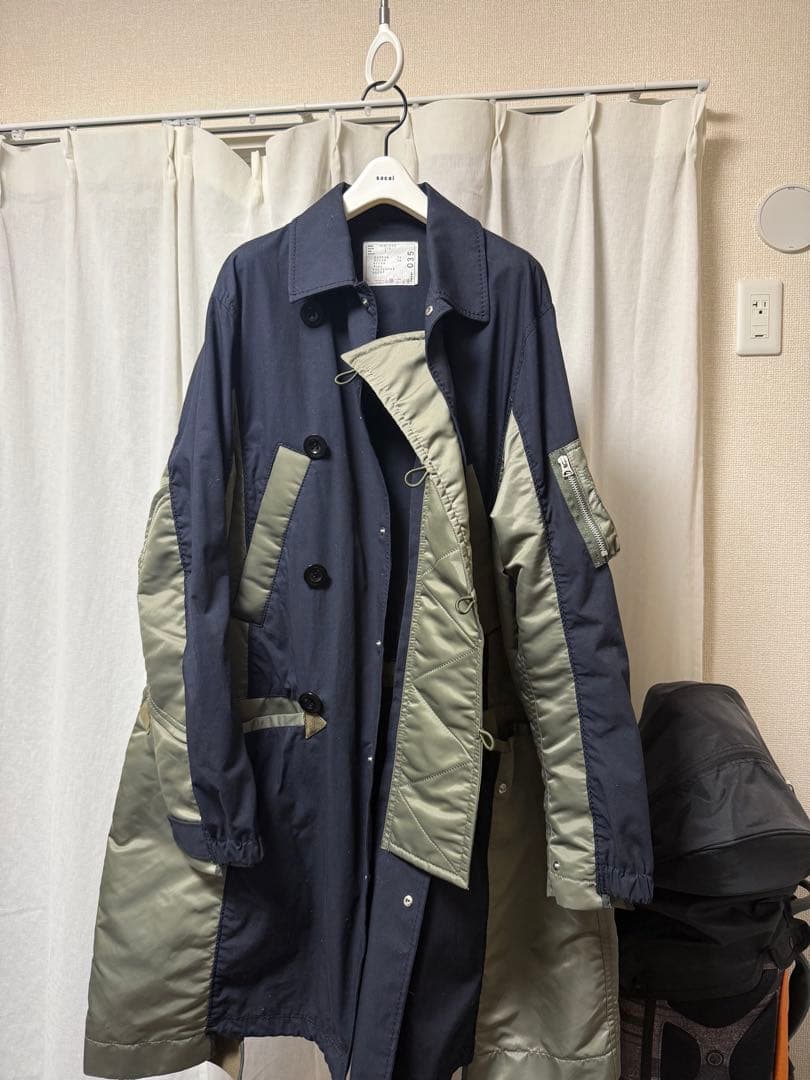 Sacai SCM-035 モッズコート サイズ2 ネイビー/カーキ