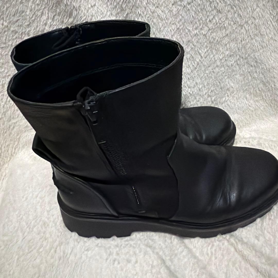 UGGアグ　PORK 黒　ブラック　レザー　ショートブーツ　厚底　サイドジップ