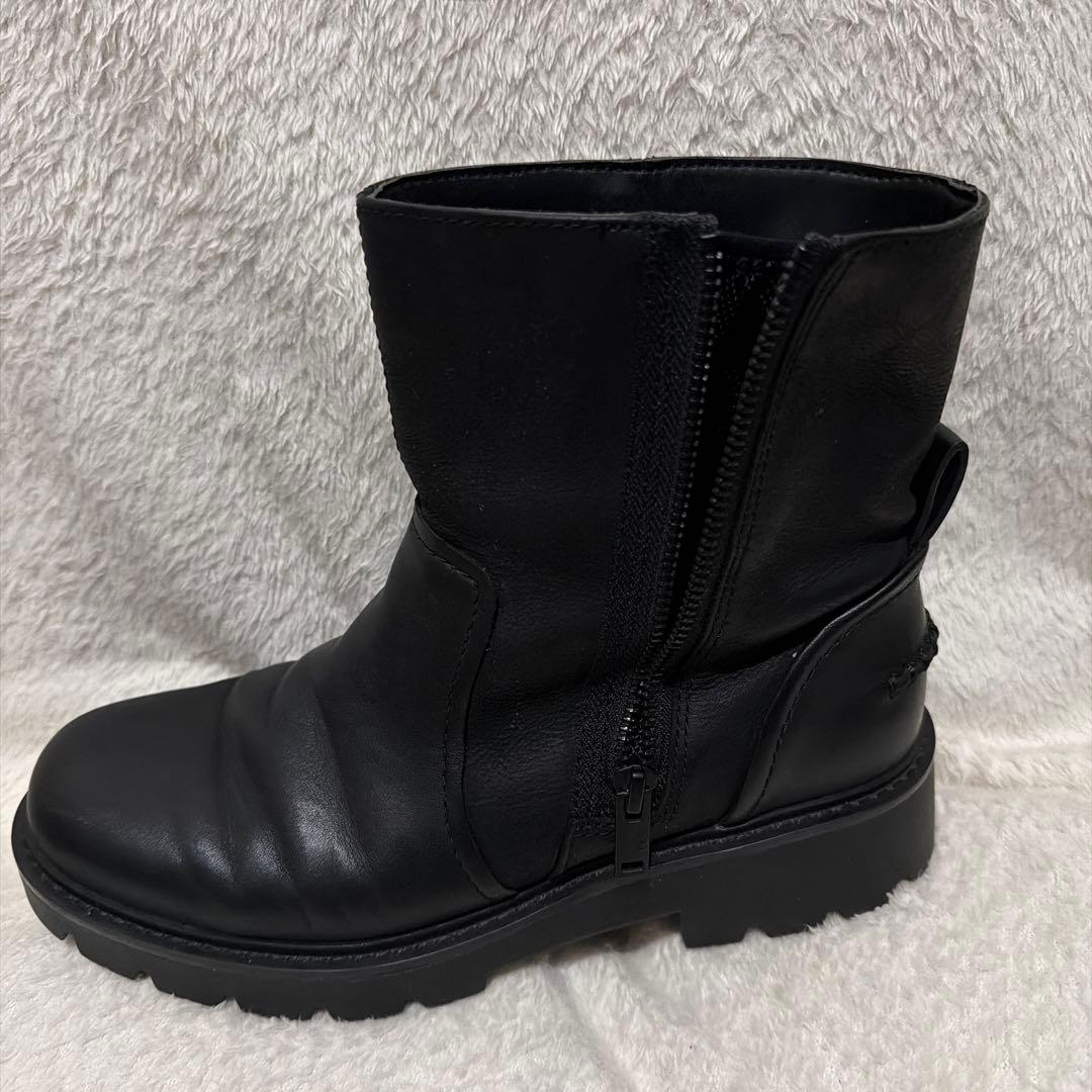 UGGアグ　PORK 黒　ブラック　レザー　ショートブーツ　厚底　サイドジップ