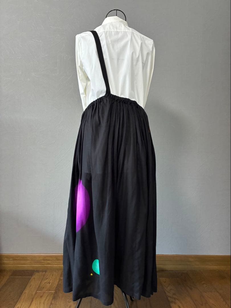 【Y's】ワイズ　ワンショルダー付き黒フレアスカート　極美品