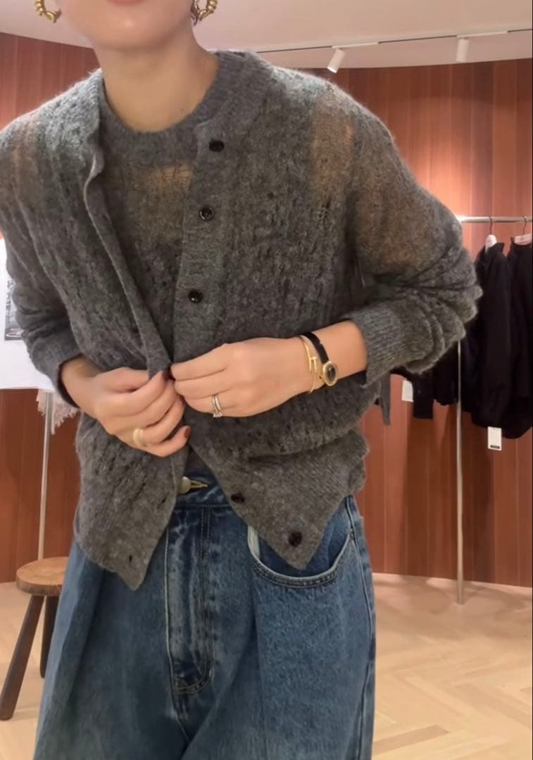 machatt クラッシュモヘアウール　カーディガン　ニット　セット