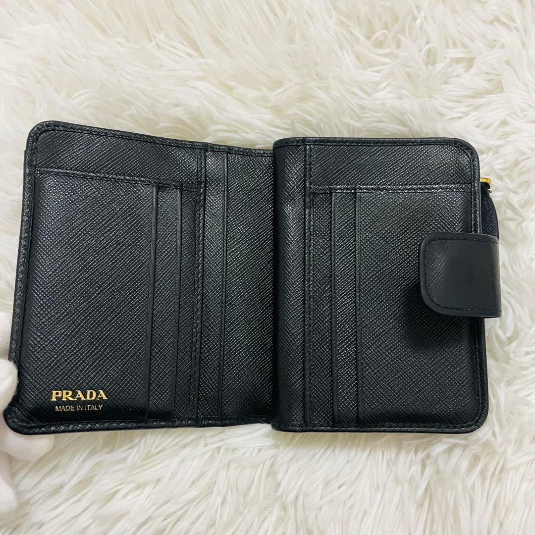 極美✨付属完備✨PRADA 二つ折り財布 レザー ヴィッテロムーブ ブラック