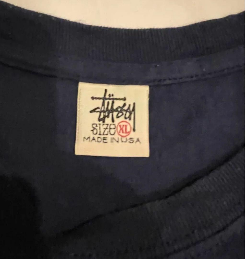 ⭐*︎様 OLD STUSSY USA製Tシャツ XL ネイビー スニーカー両面