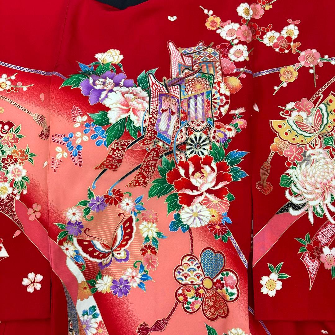 新品☆正絹産着（お祝着）特選生地☆京友禅工芸染古典四季花祝い御所花車熨斗に鴛鴦文
