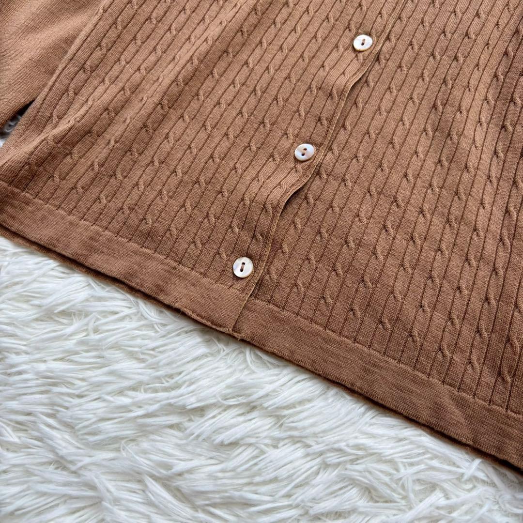 英国製　ジョンスメドレー　ケーブル編みカーディガン pure new wool