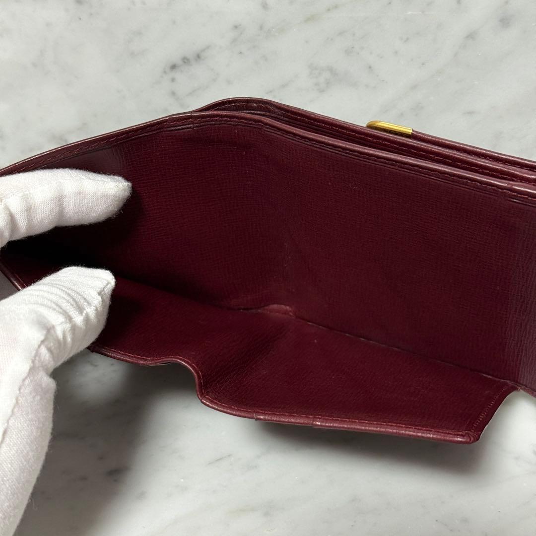 Cartier カルティエ 三つ折財布 ワインレッド マストライン ボルドー
