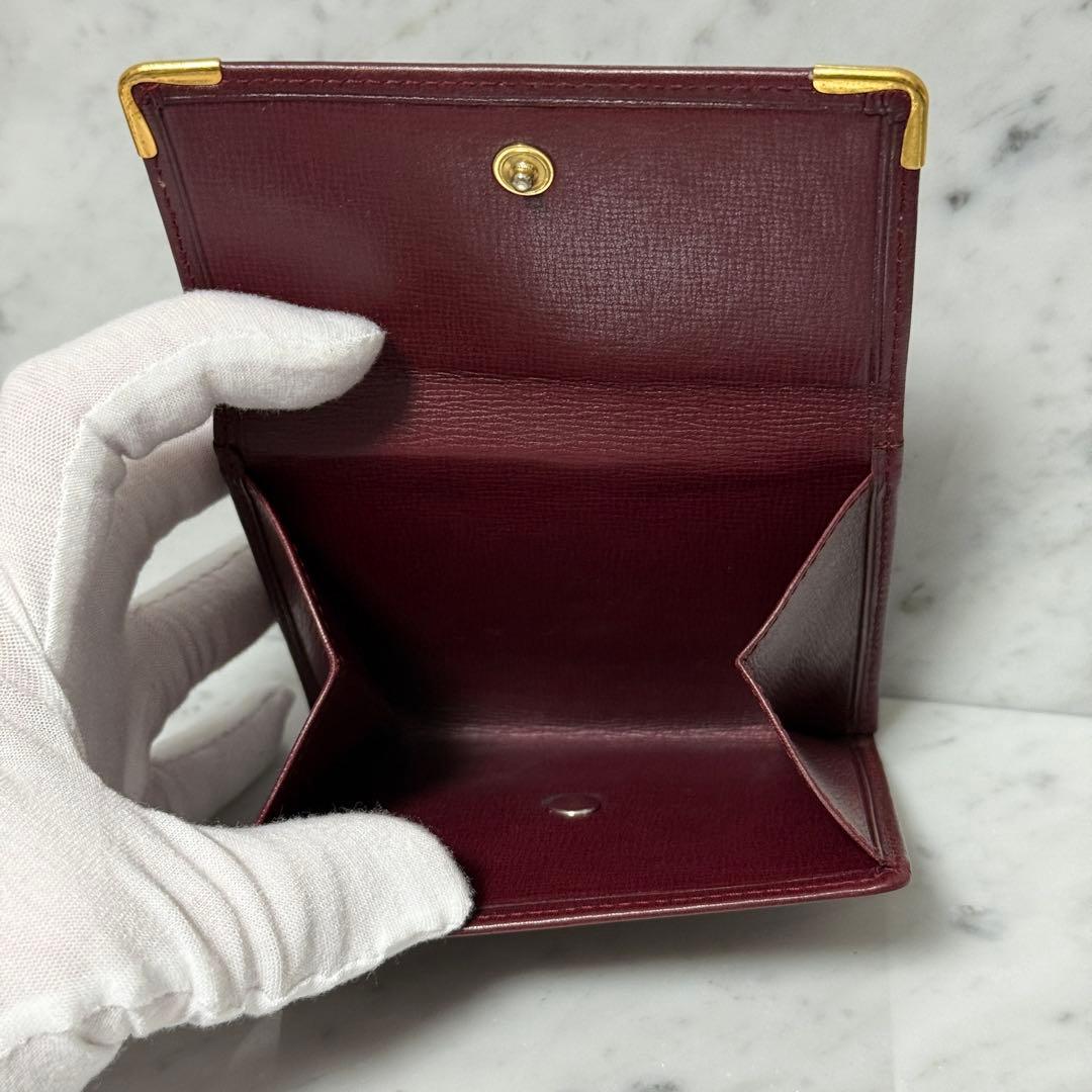 Cartier カルティエ 三つ折財布 ワインレッド マストライン ボルドー
