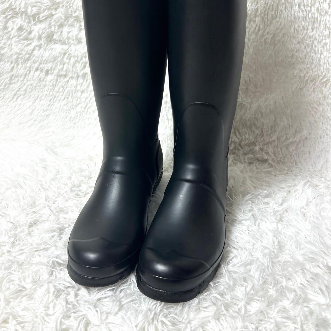 【未使用級】HUNTER レインロングブーツ 長靴 ブラック UK5 24cm