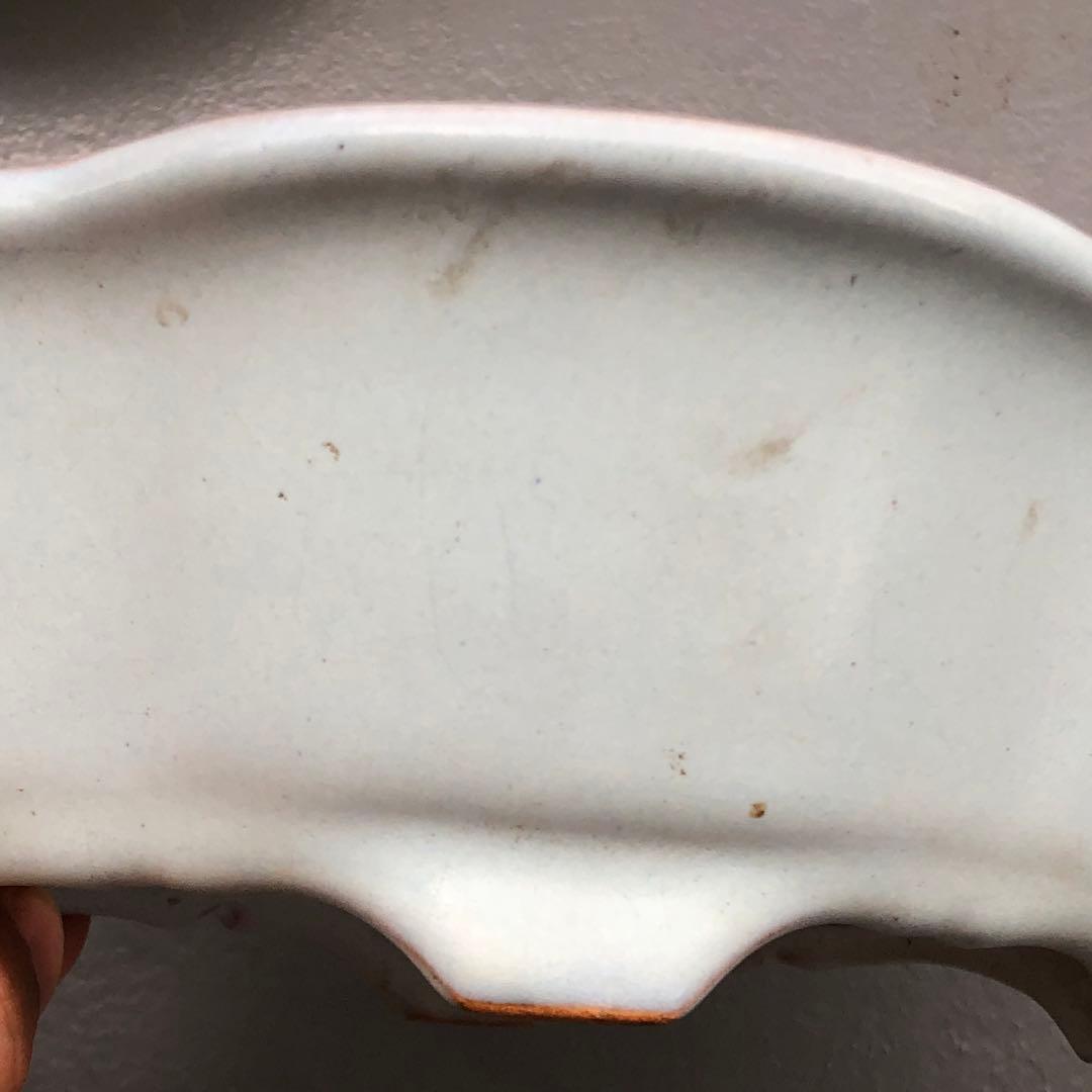 445.昭山 水蓝釉木瓜鉢 盆栽鉢 植木鉢 18.5*15.5*7cm