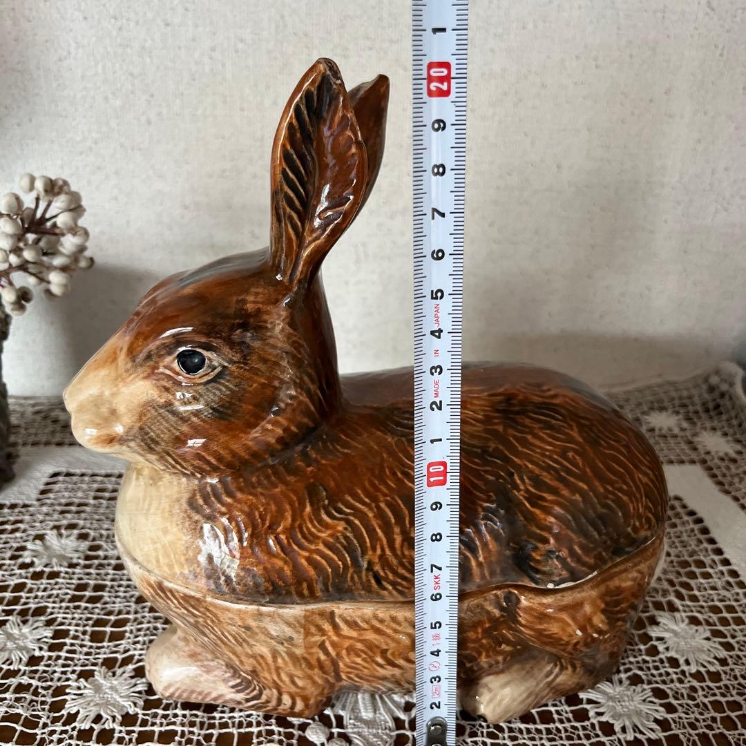 フランスアンティーク　うさぎ型テリーヌポット コーガン作 マジョリカ焼き