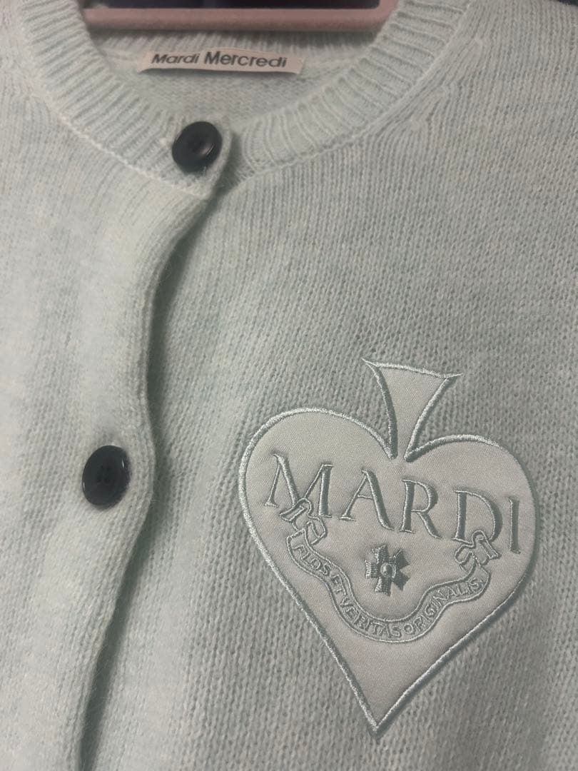 Mardi Mercredi 刺繍 カーディガン　ライトグリーン