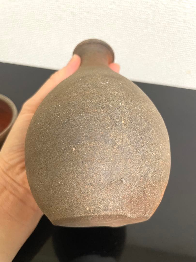 未使用●備前焼 武用真 徳利と酒盃