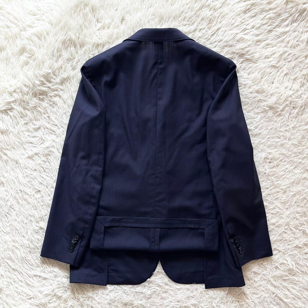 <美品>LARDINI ネイビー ウール ジャケット ブートニエール サイズ48