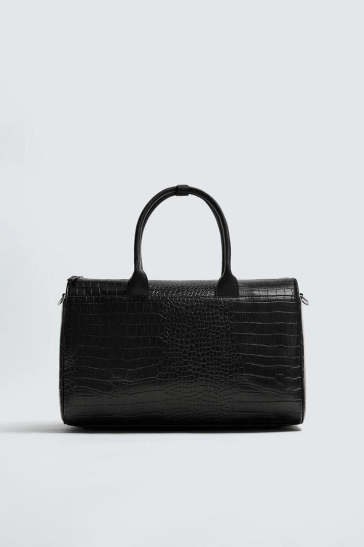 ZARA ザラ クロコ型押しトラベルバッグ