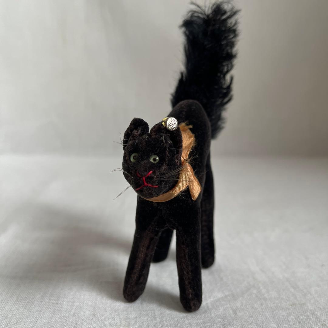 【本日のみ価格】アンティーク　シュタイフ　トムキャット　黒ねこ