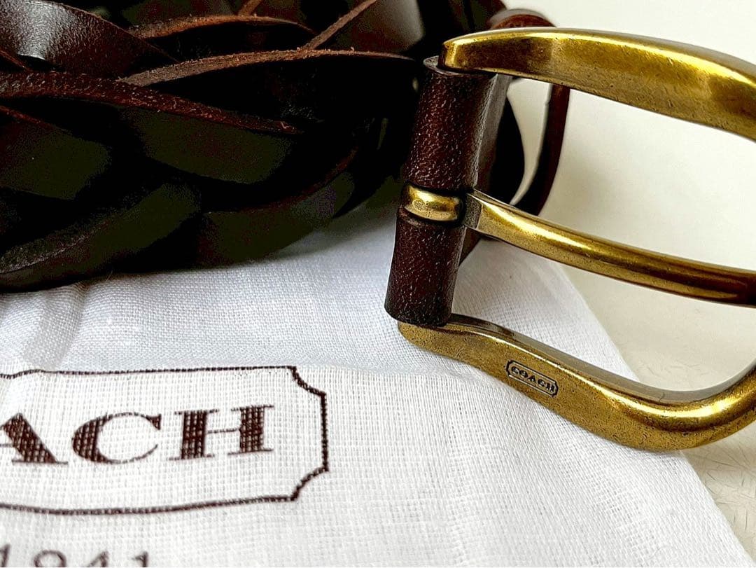 極美品　Coach コーチ 1枚本革　メッシュベルト