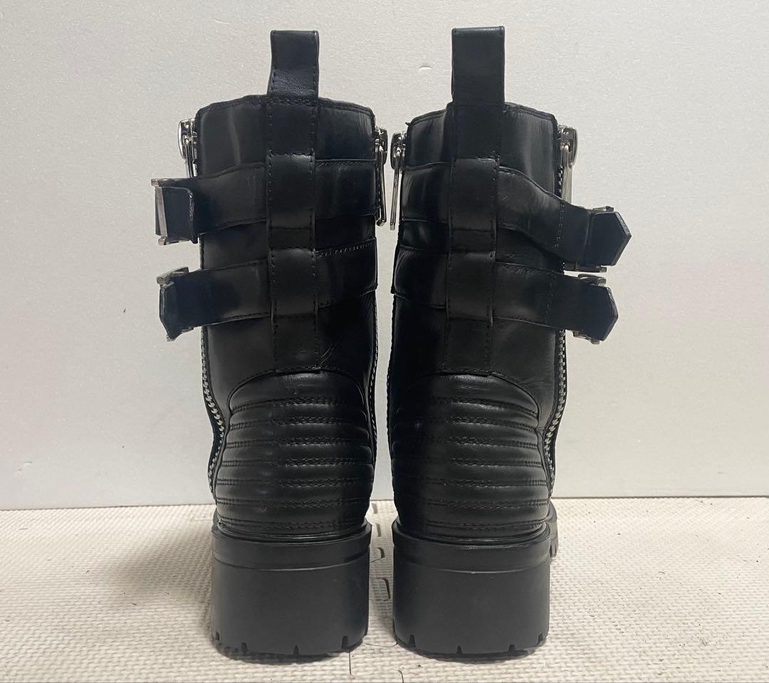 イタリア製GIVENCHYジバンシーWベルトジッパーブーツ35レザー黒