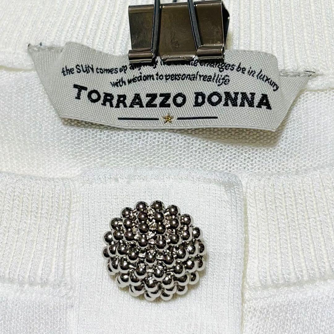 【TORRAZZO DONNA 】ビジューホワイト カーディガン 　ホワイト