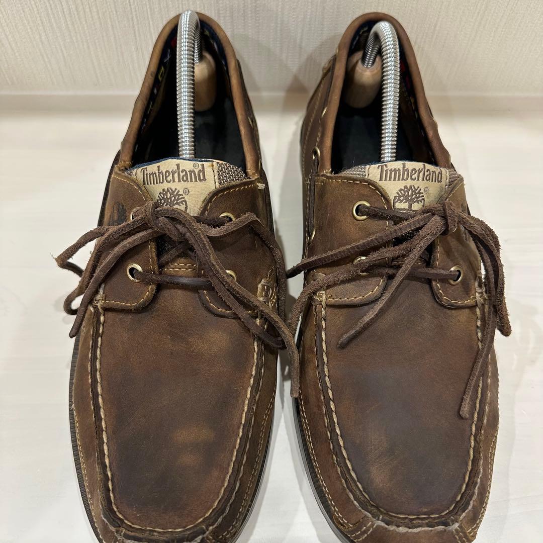 【国旗】Timberland ブラウン モカシンシューズ 28cm