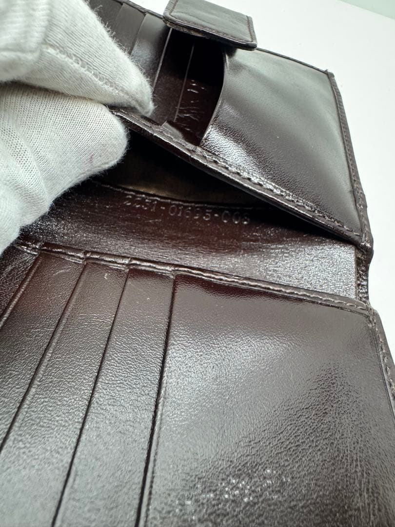 未使用【FENDI】フェンディ ズッカ柄 二つ折り財布 レザー ブラウン