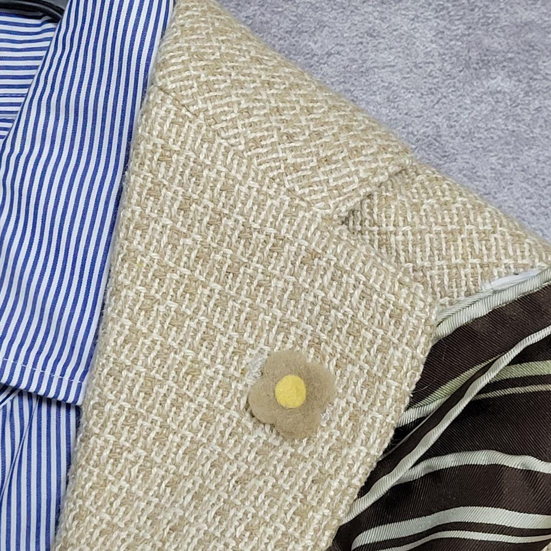 ★アラン様 LARDINI 春夏 シルク 超高級 ベージュ テーラードジャケット