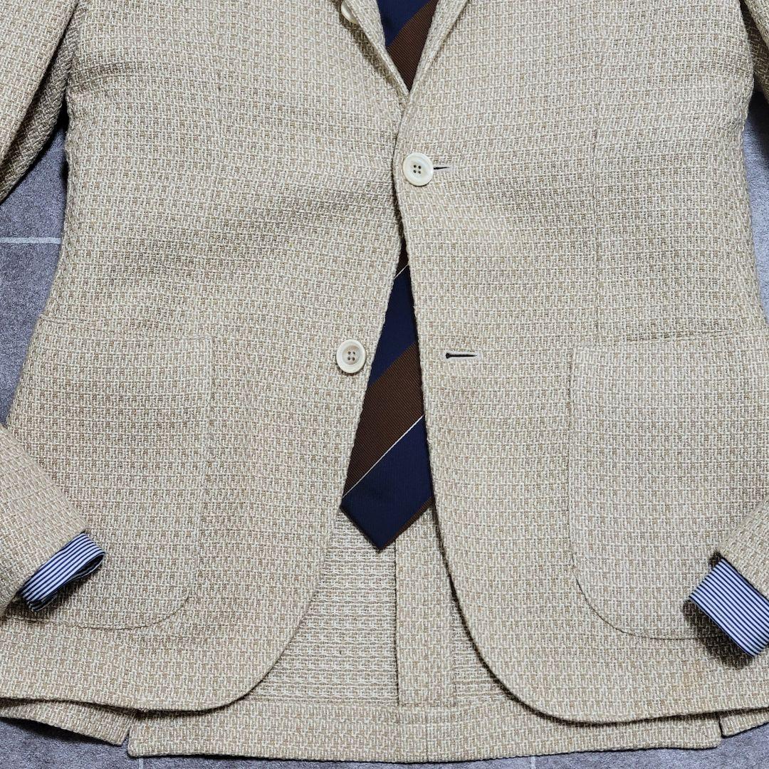 ★アラン様 LARDINI 春夏 シルク 超高級 ベージュ テーラードジャケット